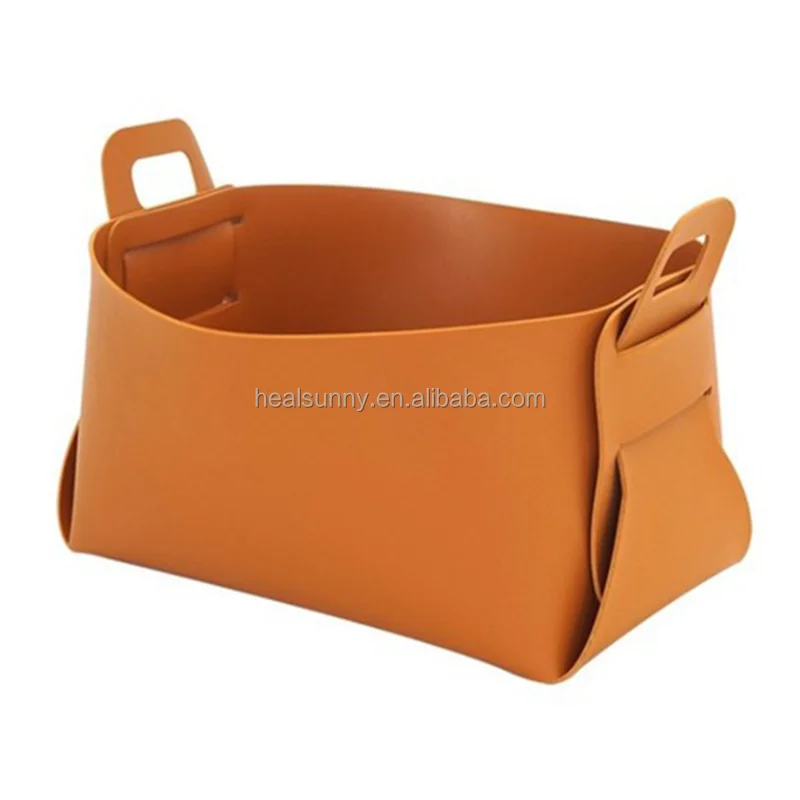 

Household Foldable Basket Box Bins PU Leather Storage Basket, Custom color