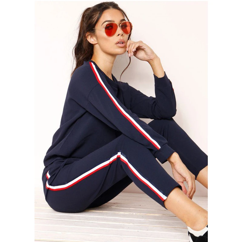 

OEM Service Soft Cotton Comfort Side Panel Sports Wear Running Women Tracksuit, Customized