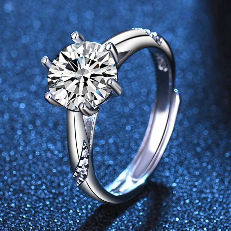 

JuHu Fashionable And Simple One-carat Mossang Diamond Ring Female Net Red Trendy Popular Proposal Diamond Ring, J295