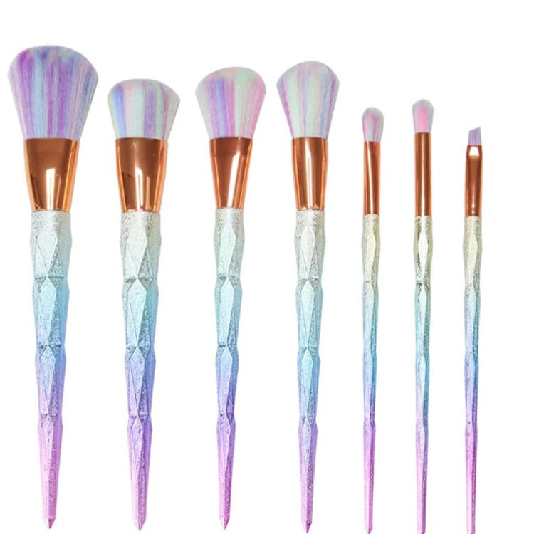 

2021 7pcs Luxury Pink Synthetic Hair Powder Foundation Eyeliner Concealer Cosmetic Tool Kit Wholesale Makeup Brush, Customized color