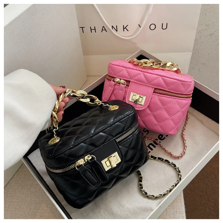 

Thick Chain Quilted Purses Small Box Designer Bags New Trends 2022 Handbags for Women Online Shopping Ladies Bag