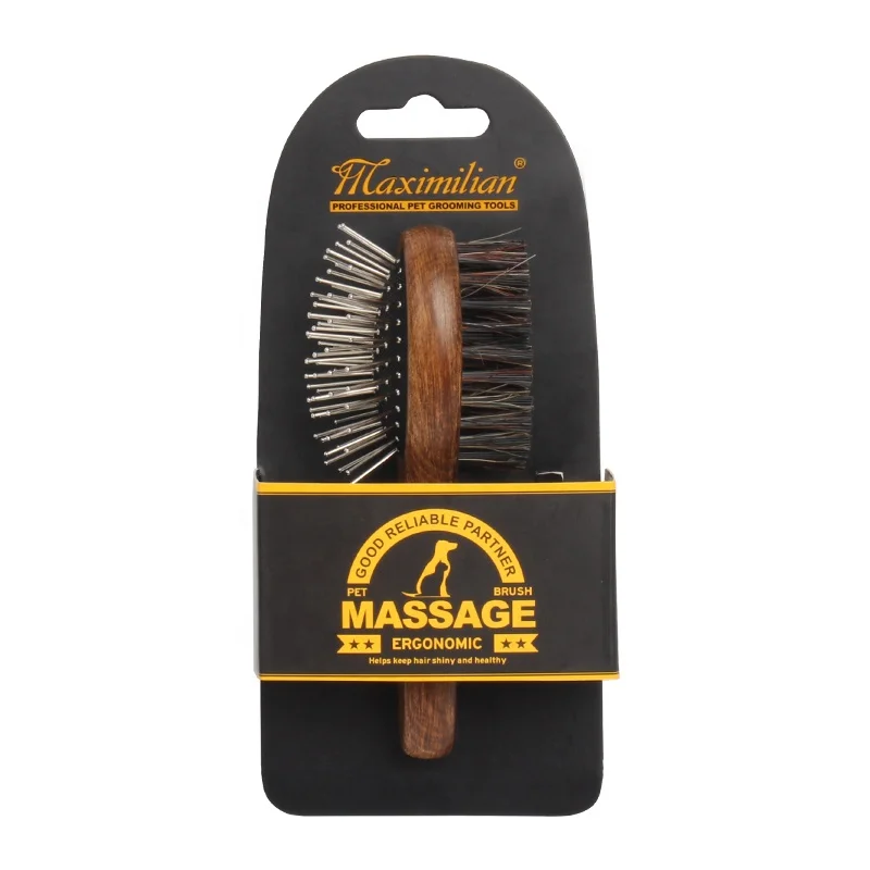 

Factory Wholesale Upscale Mini Double Sided Pet Bristle Massage Brush Cat Dog Needle Comb Brush, Brown