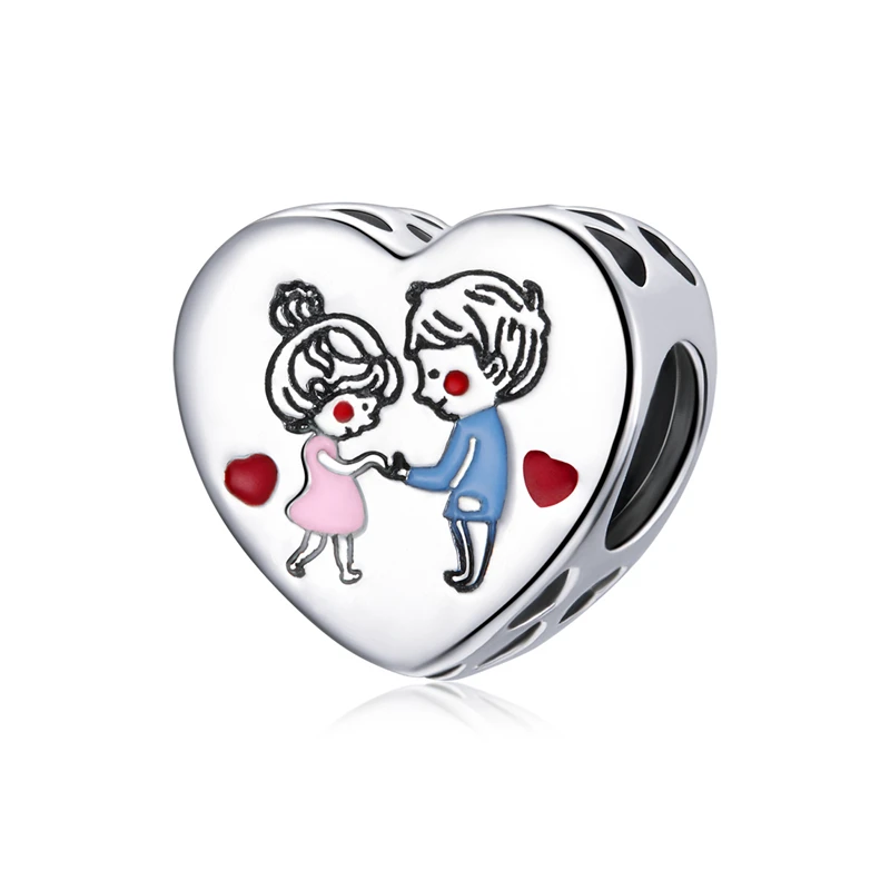 

SCC1744 new trendy tender love heart shape jewelry 925 silver charms