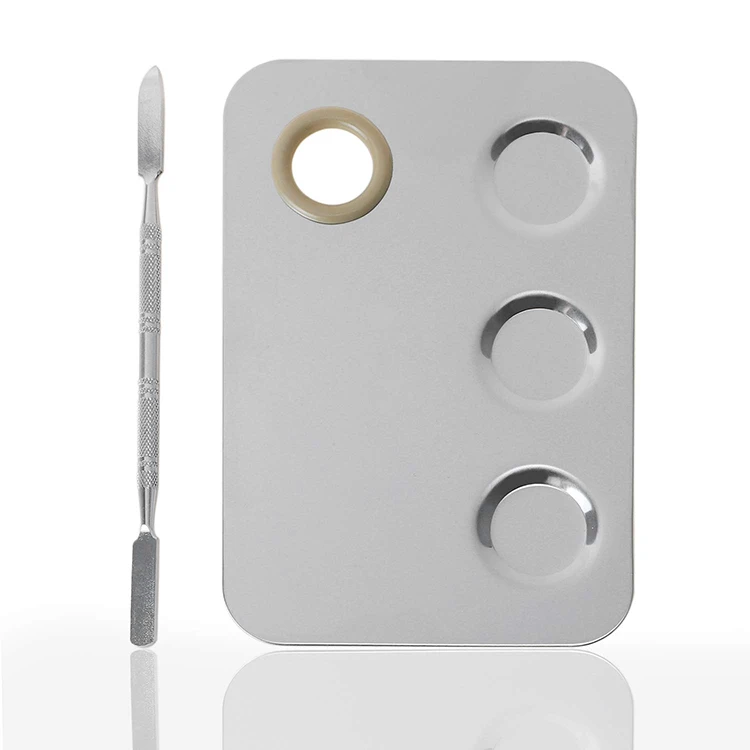 
Wholesale Silver Mixing Foundation Stainless Steel Artist Cosmetic Eyeshadow Makeup Palette For Oil Painting Makeup Artists 