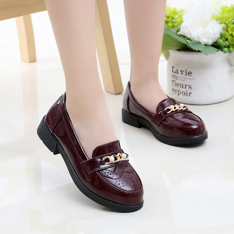 
custom children unisex 4 year baby slip on red black loafer flat brogue kids leather school casual dress shoes for boys girl 