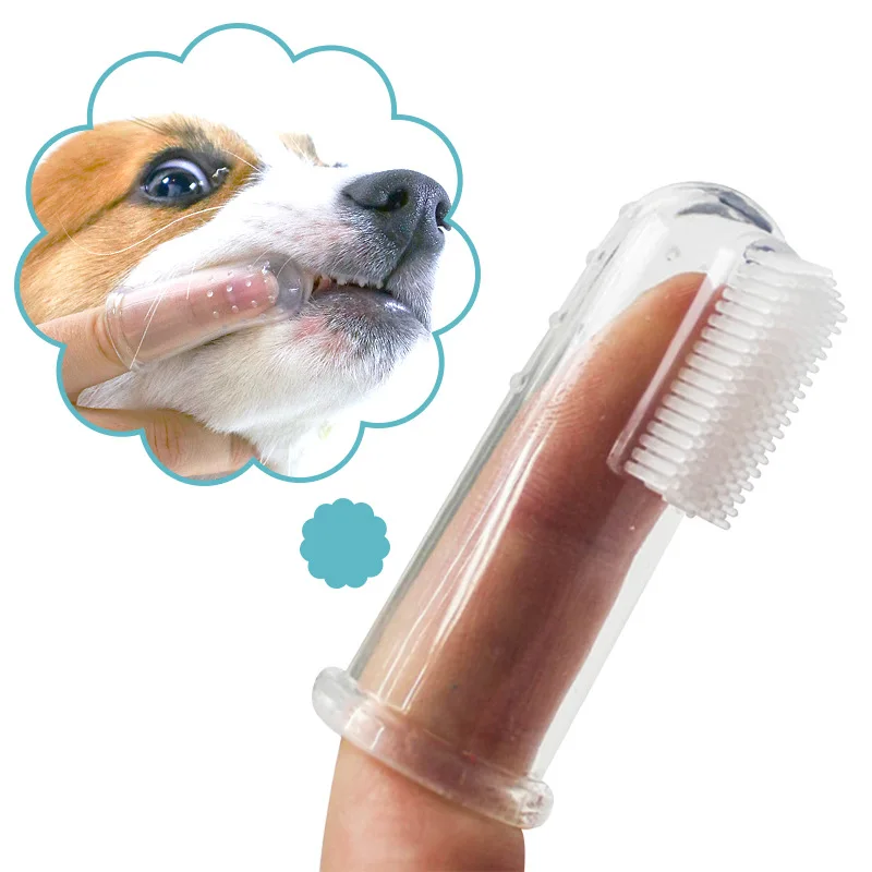 

Pet Silicone Finger Toothbrush Brushing Pet Teeth Cleaning Supplies Tooth Brush For Dog Cat, Transparent