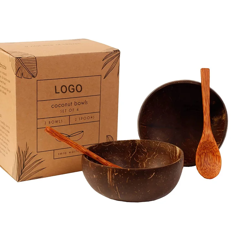 

100% Natural Unique Handcraft Engraved Coconut Tableware Wholesale Coconut Wood Bowl Lid With Logo, Brown