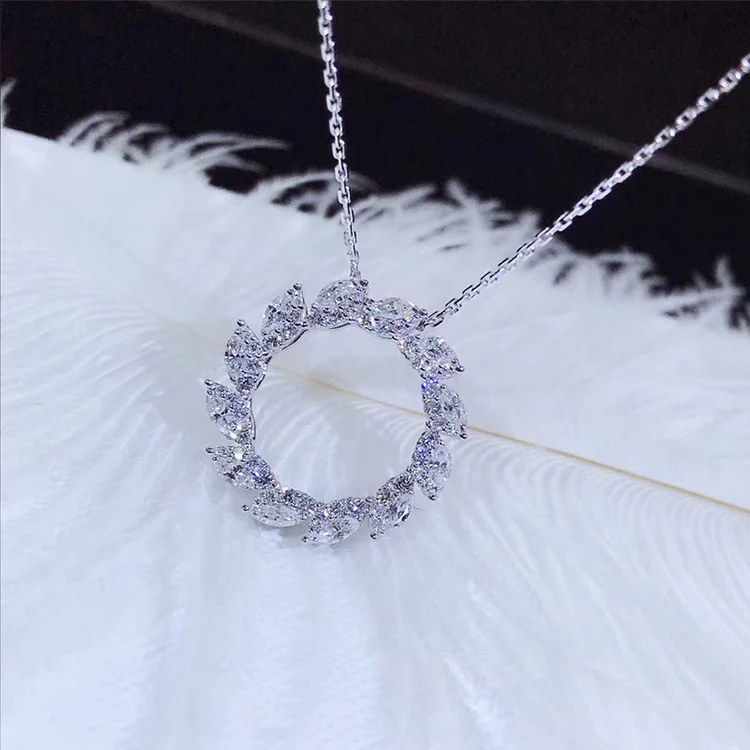 

Fashion Jewelry Manufacturer direct sale KYNL076 CZ Necklaces Shine 3A Zircon Sunflower Shape Necklaces For Women, Silver