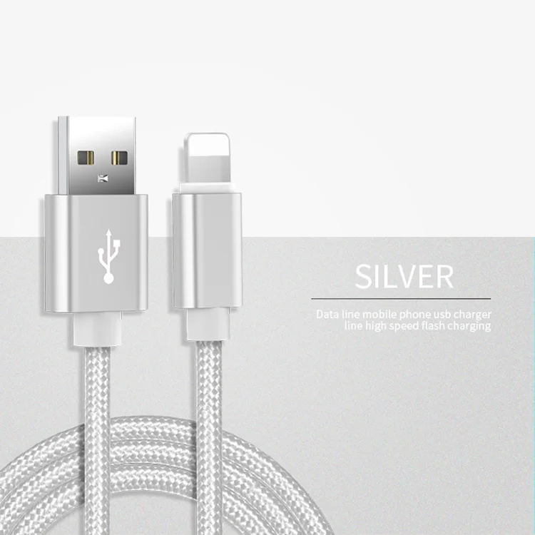 Wholesale zinc alloy usb cable nylon braided for iphone 2.1A fast charger custom usb data charging cable - ANKUX.COM
