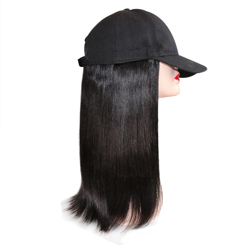 

Fashion Simple Cap Short Bobo Human Hair Blend Hat Wig Long With Virgin Hair For Women