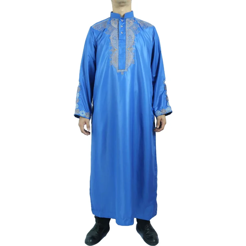 

New Patterns Muslim Shining Men Thobe for Eid 2021, 6 colors mix