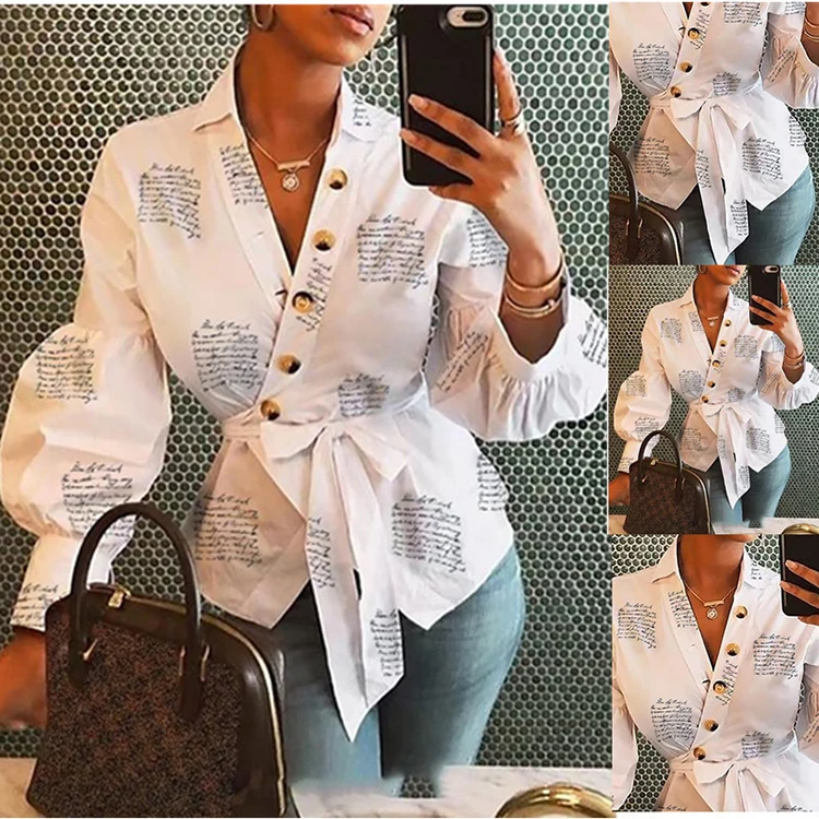 

Autumn Winter Long Sleeve Shirts Women Blouse V-Neck Top Fashion Women Clothes Casual Shirts, 1 colors