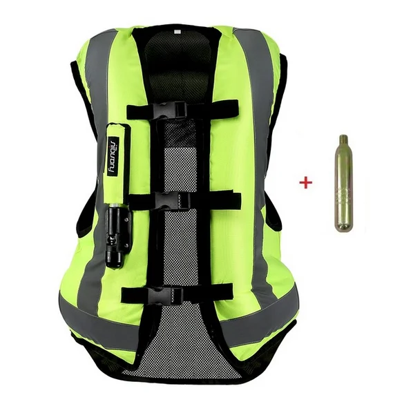 

Buckle Close Motorcycle Air Bag Vest Motorcycle Jacket Airbag Reflective Motorbike Air-bag Moto Vest Protective Gear, Green,black