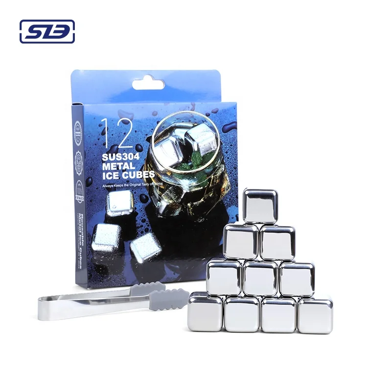 

Amazon Top Seller Bar Accessories Whisky Metal Stainless Steel Ice Cubes Pack Set For Beer, Sliver