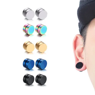 

Factory Direct Sale Trendy Male Korean Fashion Version Simple Round No Pierced Magnet Earrings Clip In Stock, Sliver/black/bule/gold/pink