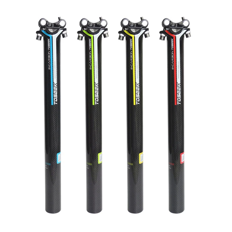 

TOSEEK carbon Bike seatpost for MTB/Road bicycle parts 27.2 30.8 31.6mm*350/400mm Aluminum head red blue green yellow gloss