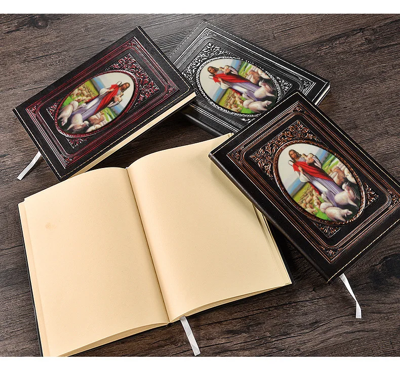 Bible Jesus European style embossed exquisite notebook retro PU sticky notes manual diary business office supplies