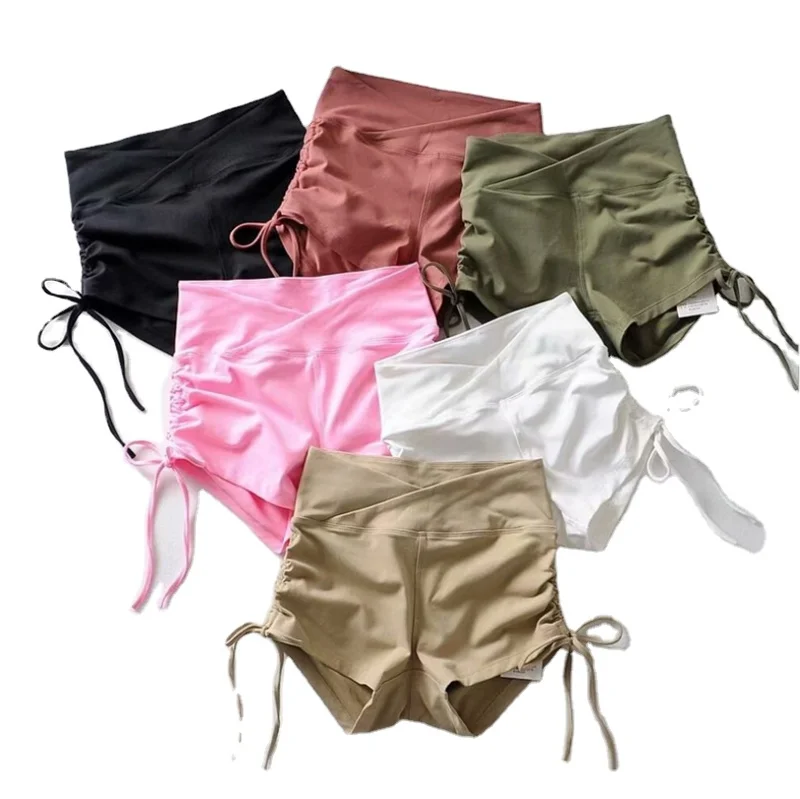 

2021 Wholesale Custom Sportswear Drawstring High Waisted Running Fitness Biker Shorts For Women, Custom color
