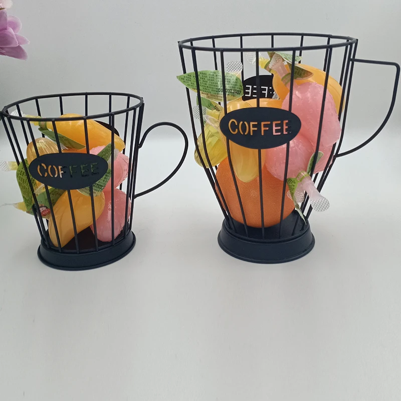 

Coffee Capsule Pods Storage Basket Holder Coffee Cup Basket Vintage Coffee Pod Organizer Holder Cafe Bar Tableware, Gold,black