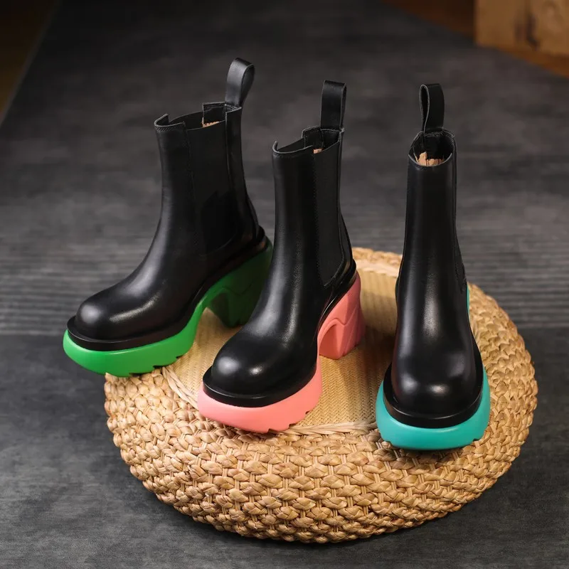 

New winter ladies leather boots shoes heeled long snow pink women ankle platform boots, Green,pink,blue