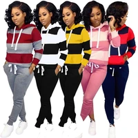 

fashion fall clothing long sleeve striped two piece set women clothing