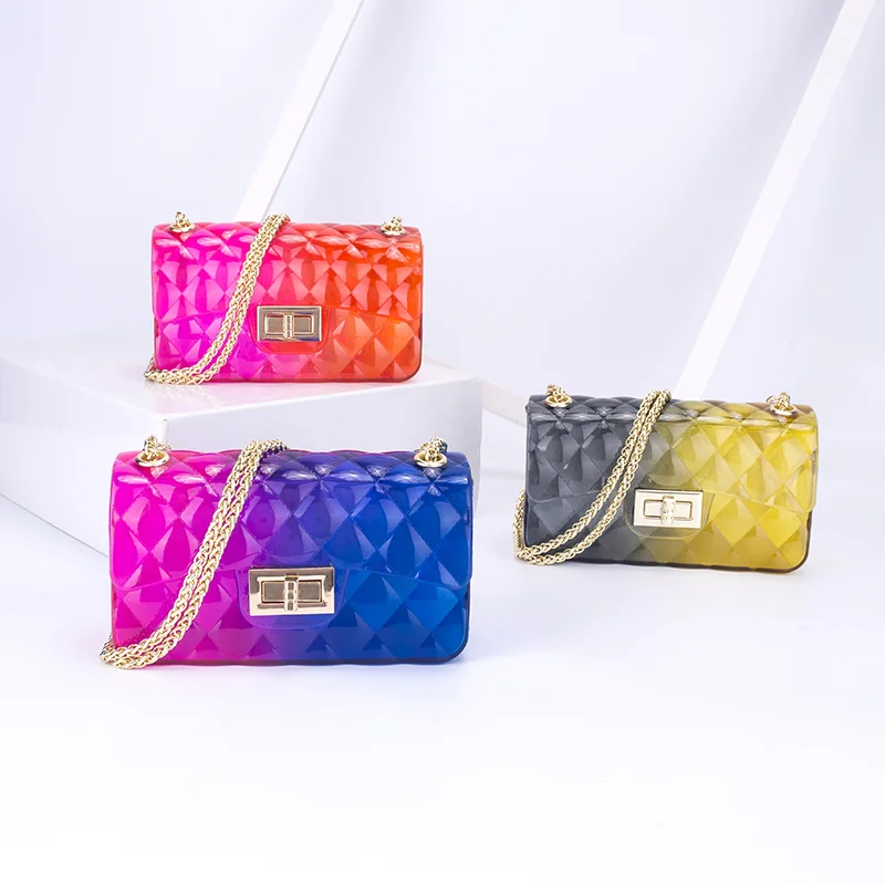 

Instagram Hot Women 2021 PVC material Summer Jelly Gradient Transparent crossbody jelly bag for women