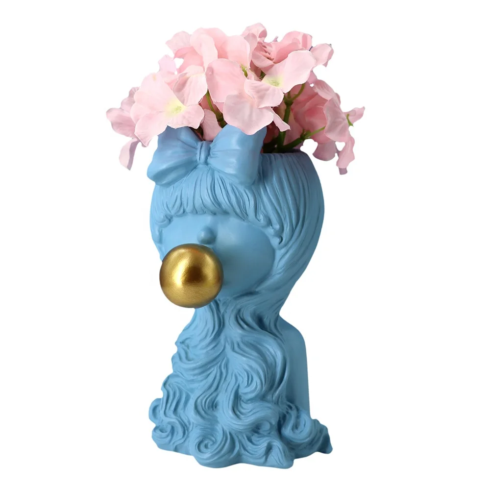 

Original design copyright girl bowknot girl resin vase Lolita Cute Girl Sculpture Abstract Crafts Art Sculpture Desktop vase