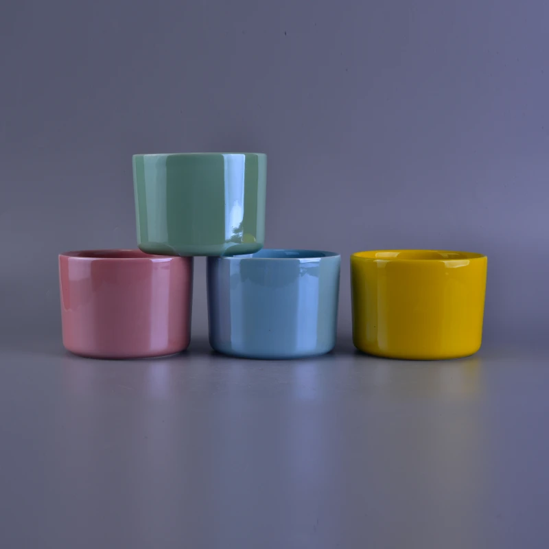 Pearl Glazed Ceramic Candle Holders in Solid Colors Home Decoration Pieces