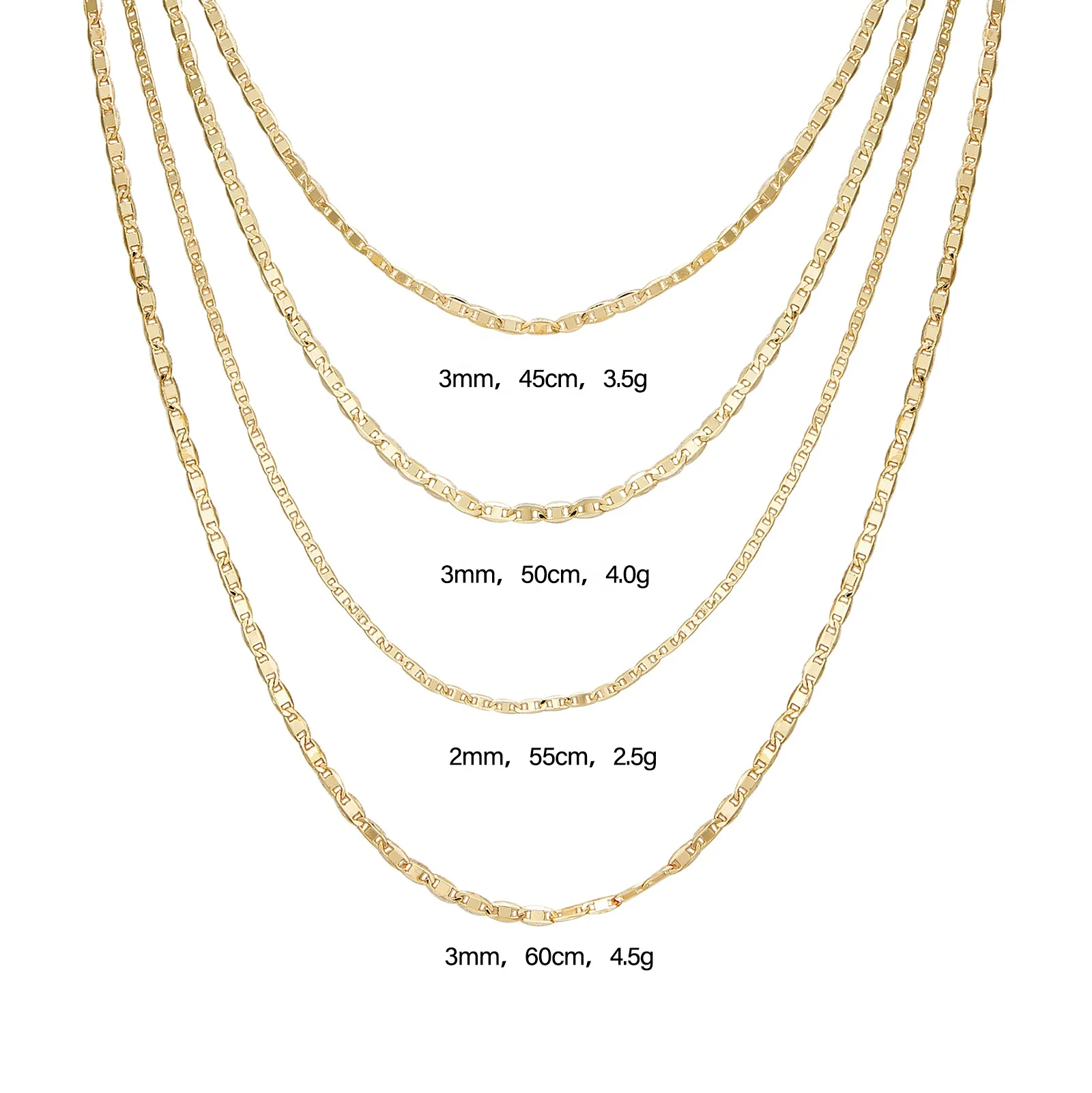 

Elfic Hot Sale Gold Plated Necklace 14k Gold Plated 18inch-24inch cuban Chain