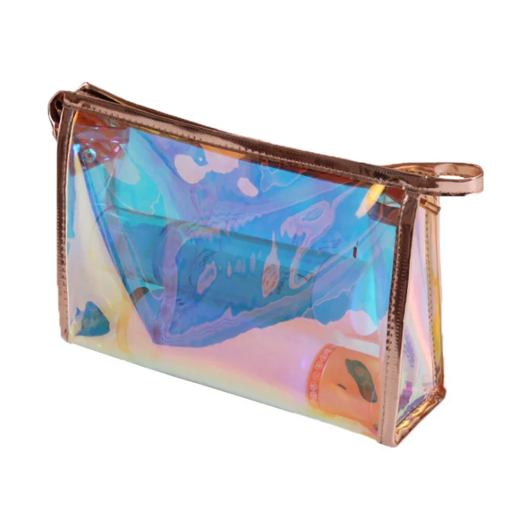 

Custom Logo holographic laser semicircular bags waterproof colorful pvc cosmetic bag, Choose