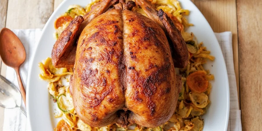 Brined turkey resting on cutting board