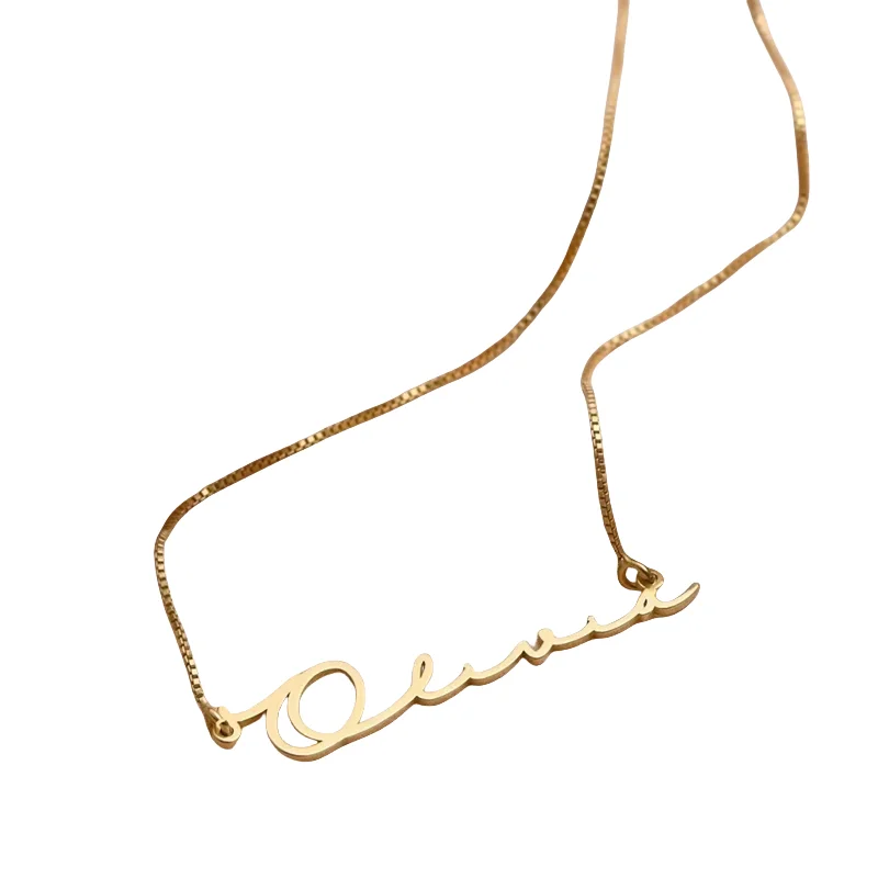Qiuhan  Letters Personalized  Stainless Steel  Necklace Dropship 18k Gold Custom Name Necklace