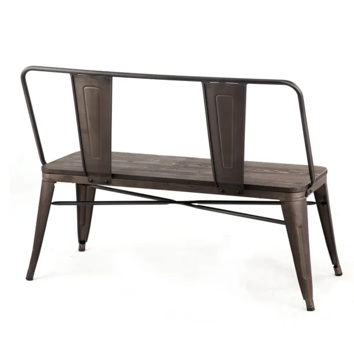 High Back Stackable Iron Three Seat Waiting Restaurant Dining Metal