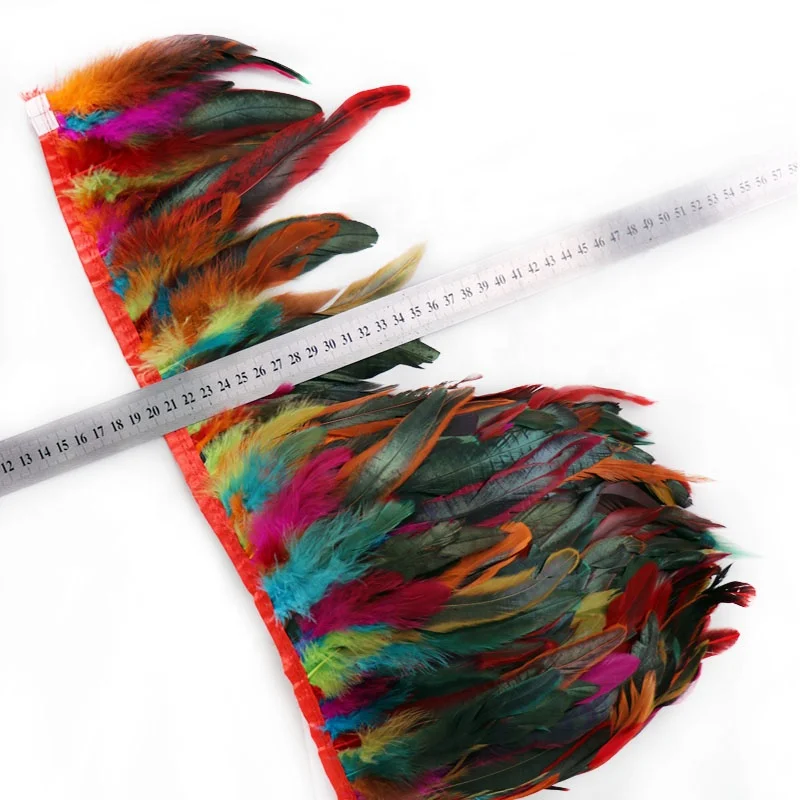 5-7 Inch DIY Chicken Rooster Patterned Feathers Trims Fringe Sewing Crafts Costumes Decoration Multi-Color Dye
