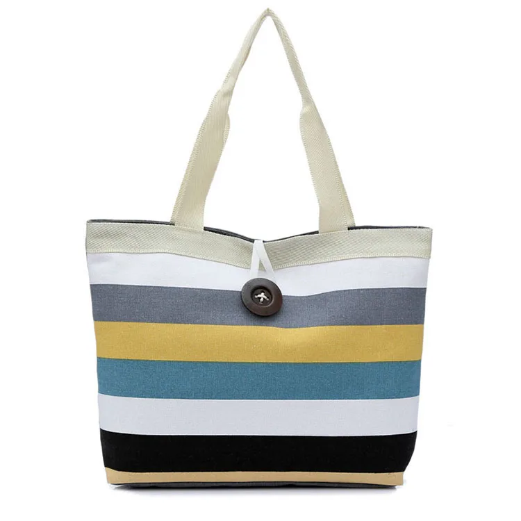 

Wholesale can customize a variety of canvas fashion stripes Single Shoulder Handbag, 4colors