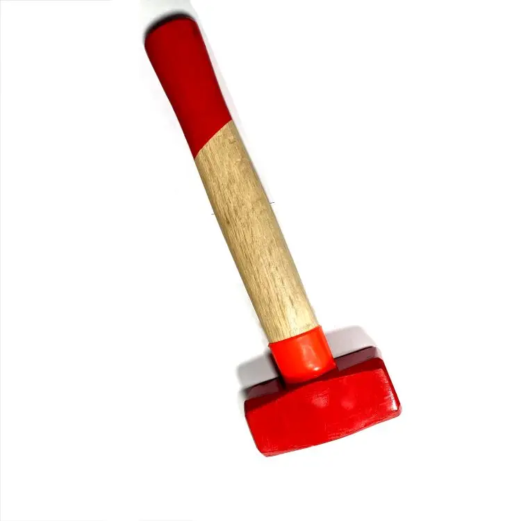 

direct manufacture solid steel high hardness red color painting customized stoning hammer with wooden handle