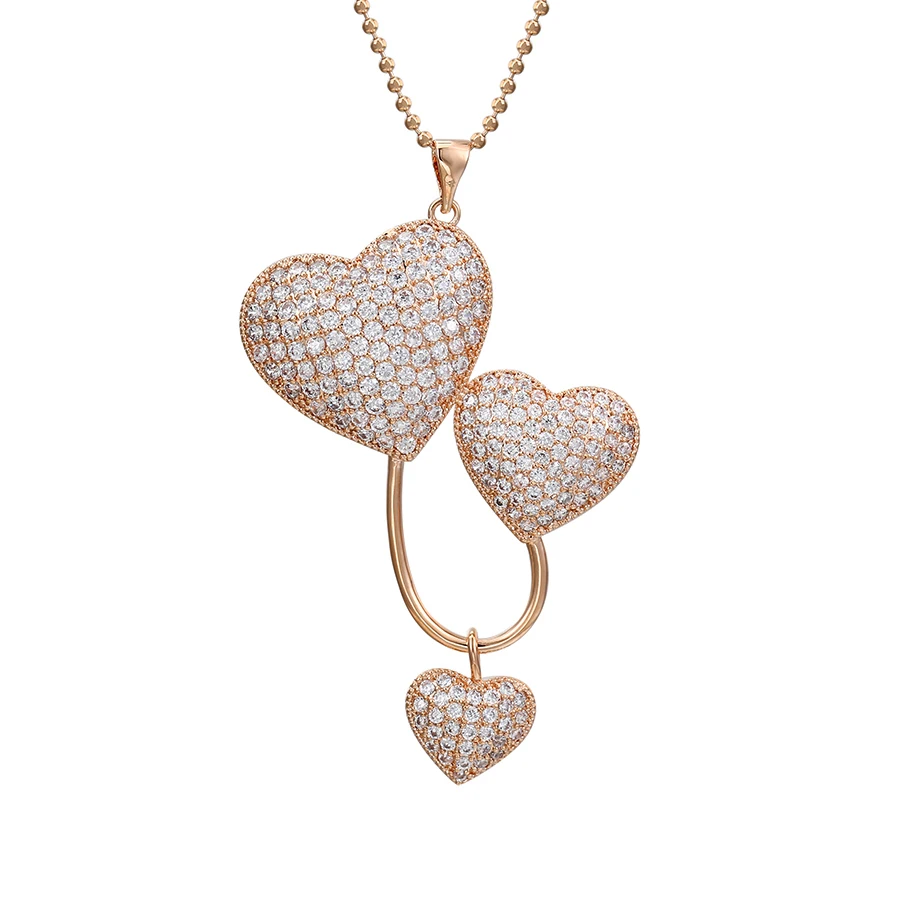 

YMnecklace-01107 Xuping fashion jewelry lovers' gift rose gold plating heart shape pendant sweater chain necklace