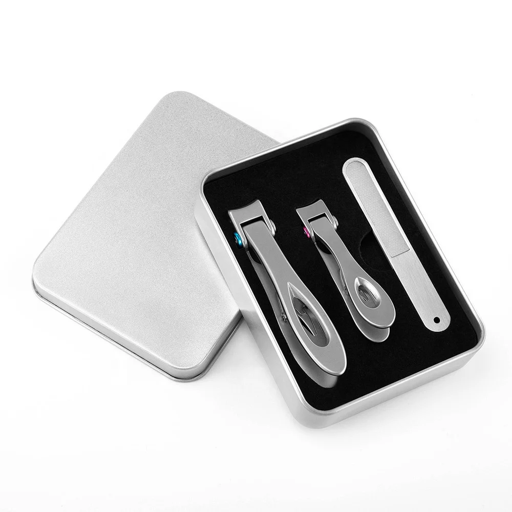 

Ultra Wide Jaw Opening 420J2 Stainless Steel Thick Nail Clipper Set Sandblasting 3PCS In Metal Case