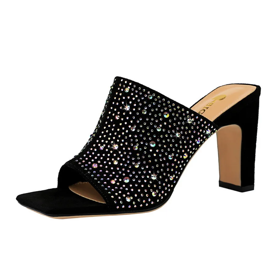 

Women'S Casual High Heels Shoes Multicolor Solid Color Leak Toe Square Sandals