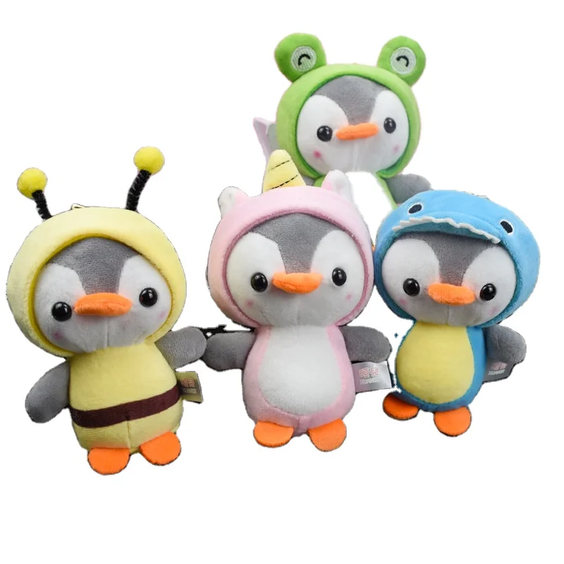 

Free shipping stuffed penguin toy that transforms into a unicorn student schoolbag small pendant plush animal keychain