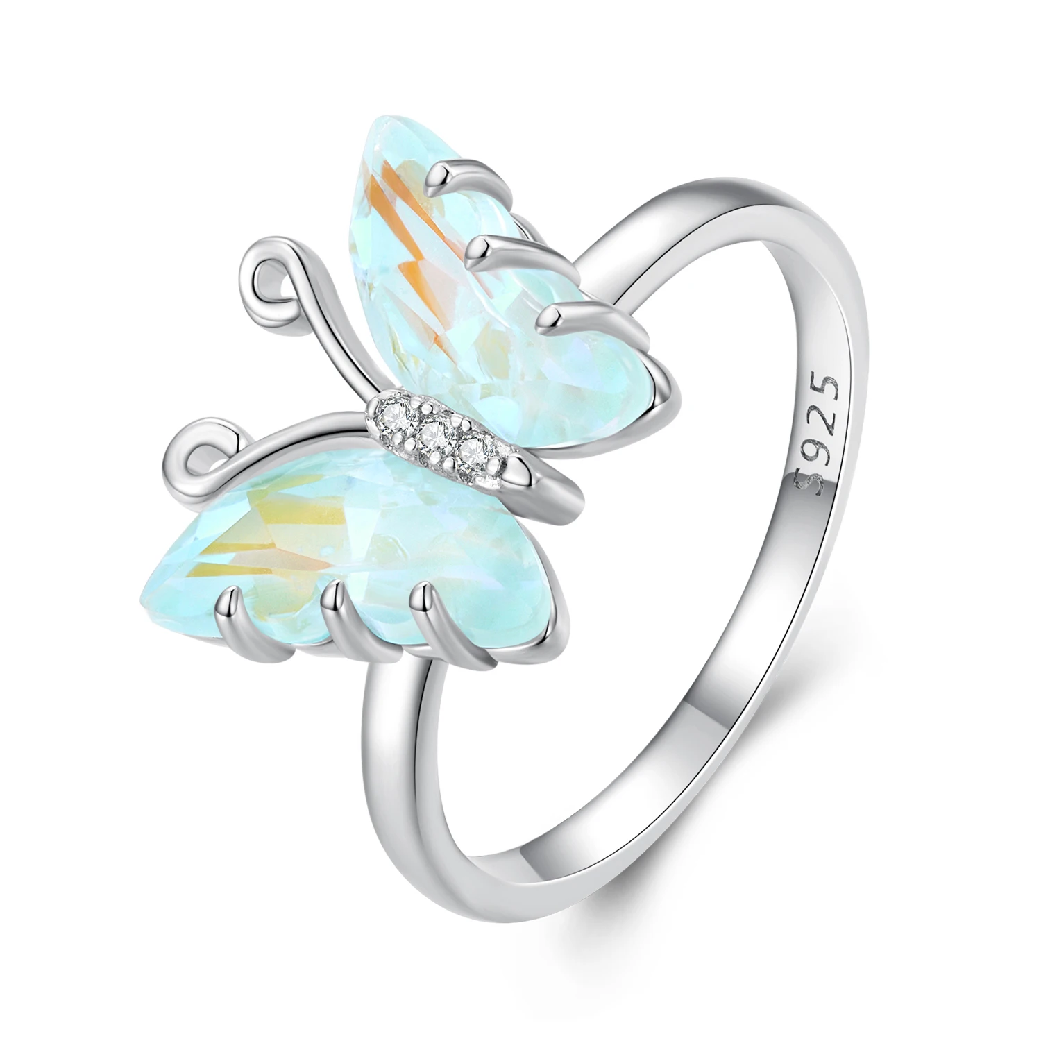 

925 Sterling Silver Butterfly Rings Cubic Zircon CZ Rings Resin Rings