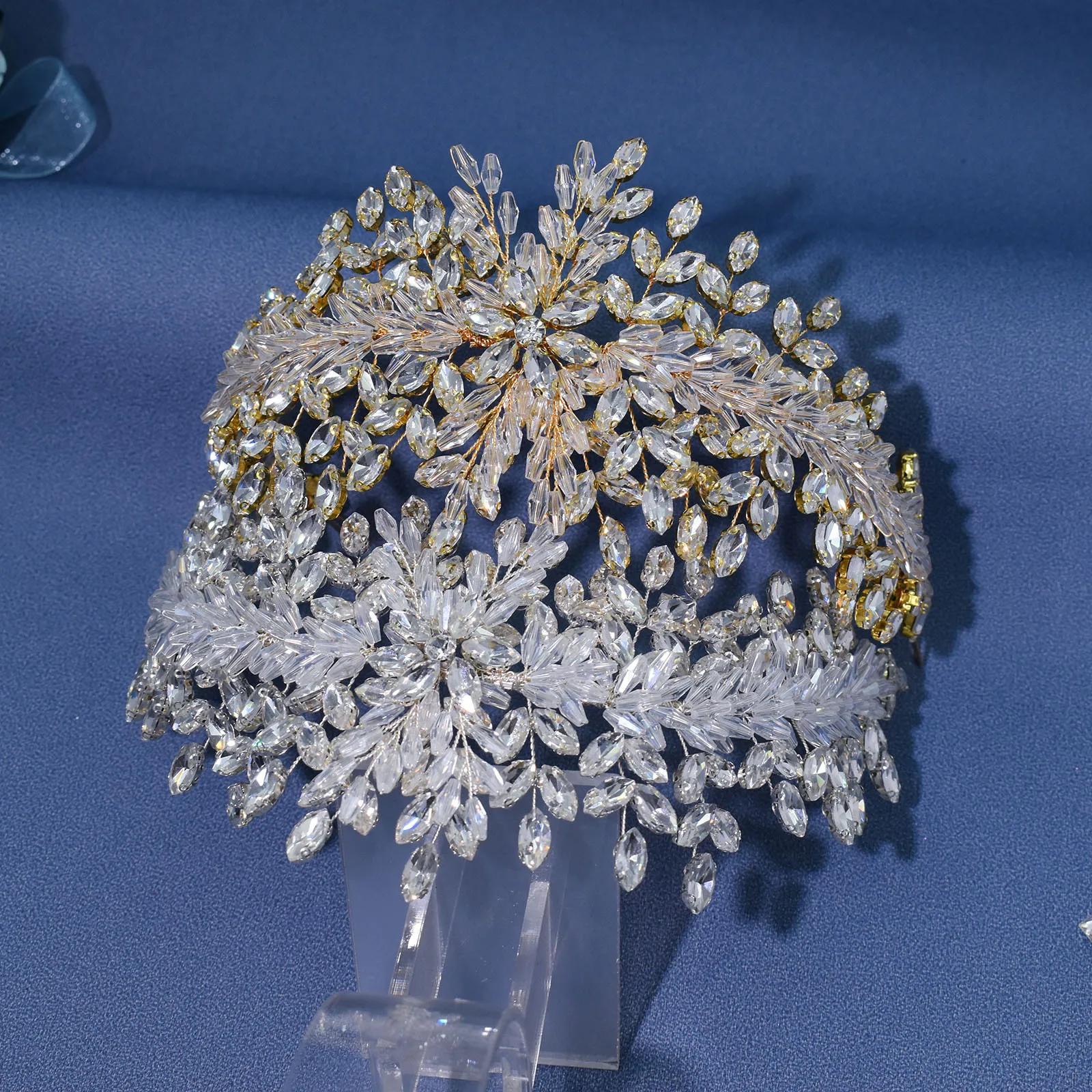

Luxury Handmade Bridal Headdress Tiaras Crystal Rhinestones Bride Wedding Hair Accessories