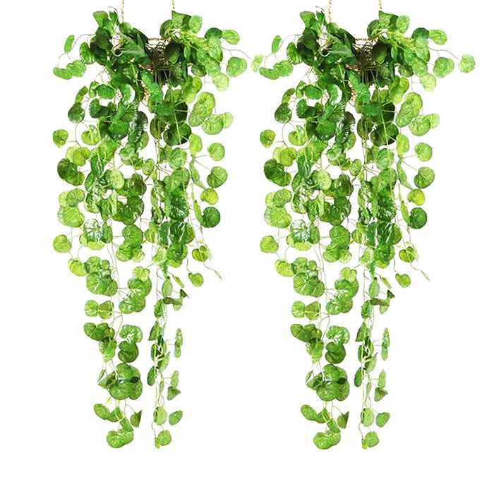 

2 pcs 35" Artificial Green Ivy Vine Potato Leaves Garland Plants Vine Fake Foliage Home Decor