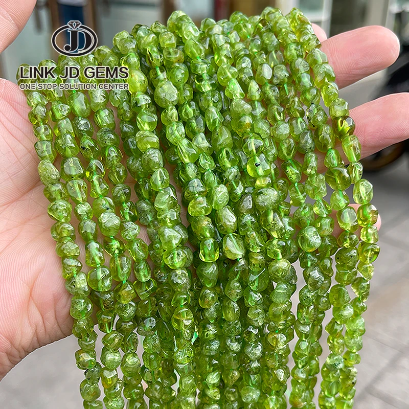 

JD Wholesale 6-8MM Oval Natural Stone Peridot Irregular Gravel Beads Loose Spacer Bead For Jewlery Making