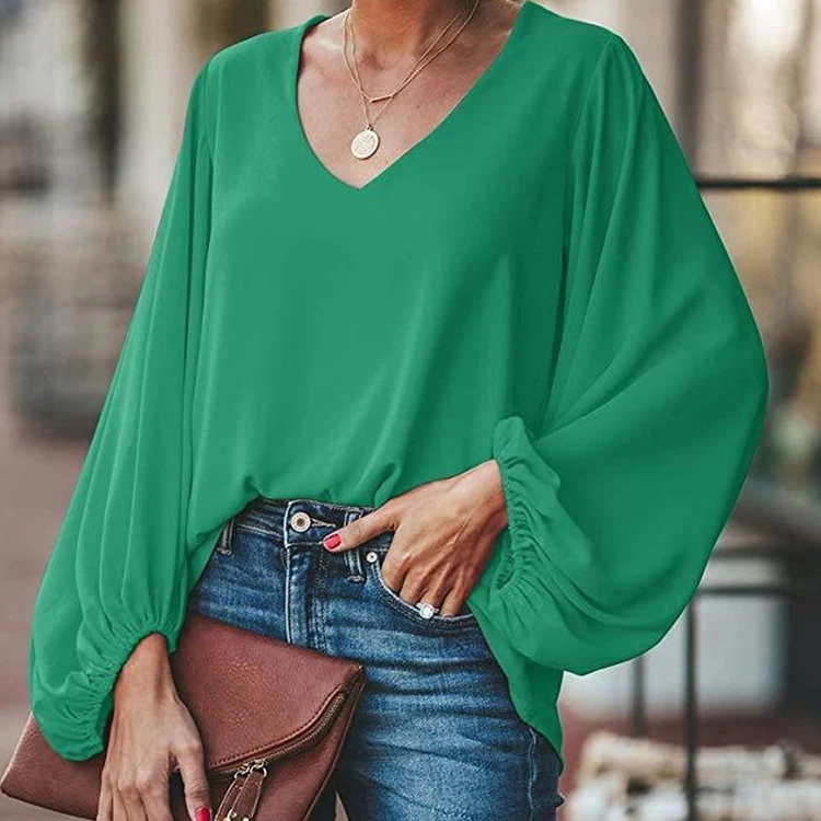 

Casual Solid Color Loose Plus Size Women Blouses