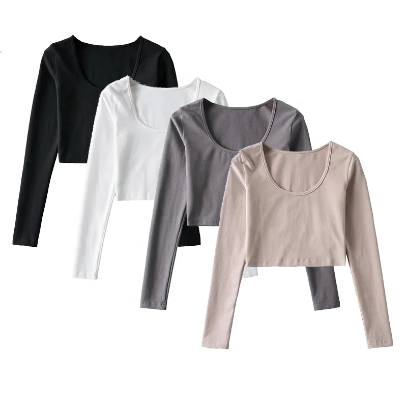 

Women Female Long Sleeve Elegant New Office Lady Shirt Blouse Crew Neck Base Inside Top