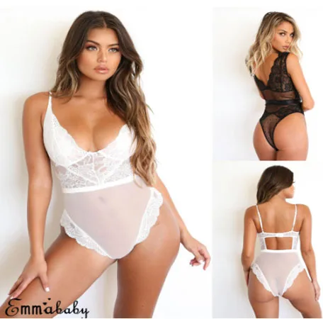 

Women'S Sexy Lace Tights Sleeveless V Neck Elastic Sexy Lingerie