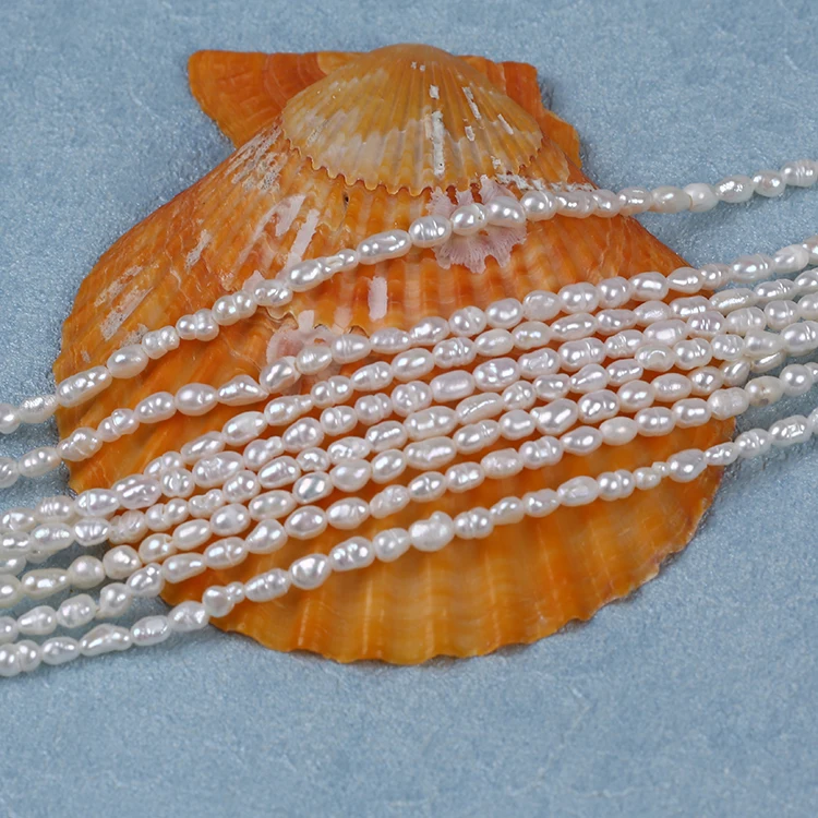 

Natural White 2.5-3mm Rice Baroque Freshwater Pearl For Making Jewelry Sale