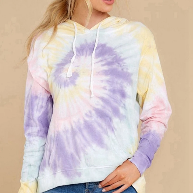 

Custom Tie dye hoodie women long sleeve sweatshirts ladie embroidery hoodie, Custom color