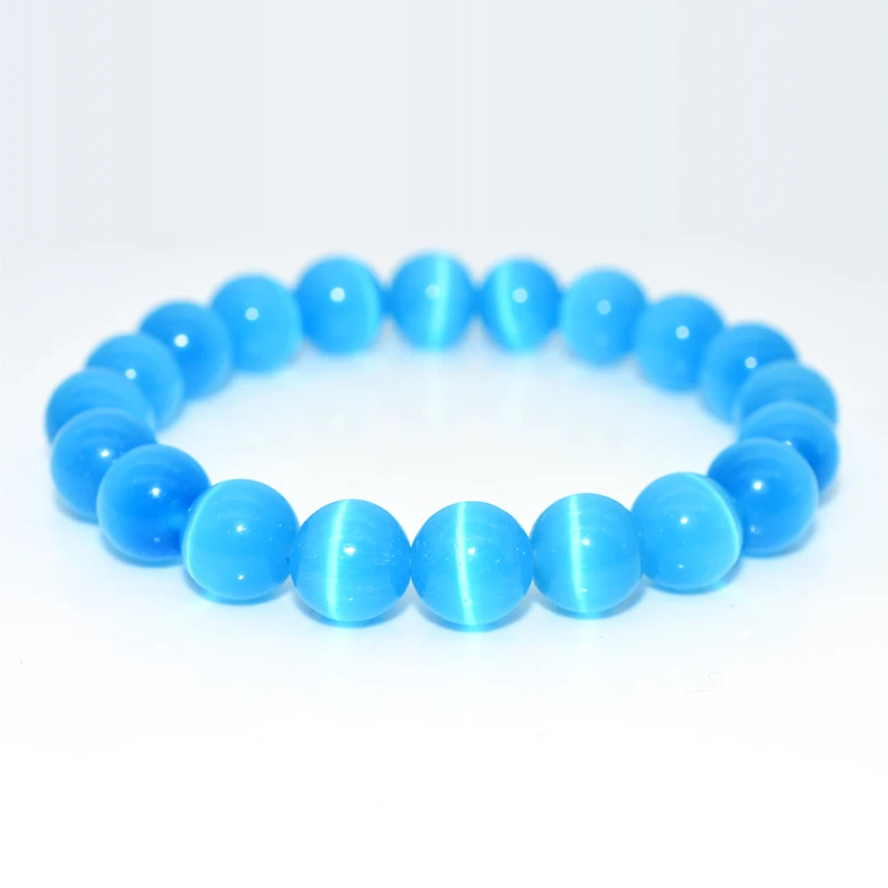 

Trade Insurance 6/8/10mm High Grade Natural Light Blue Cat Eye Bracelet